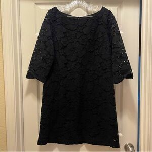 NWOT Karl Lagerfeld Paris 3/4 Sleeve Black Lace Shift Dress Size 10